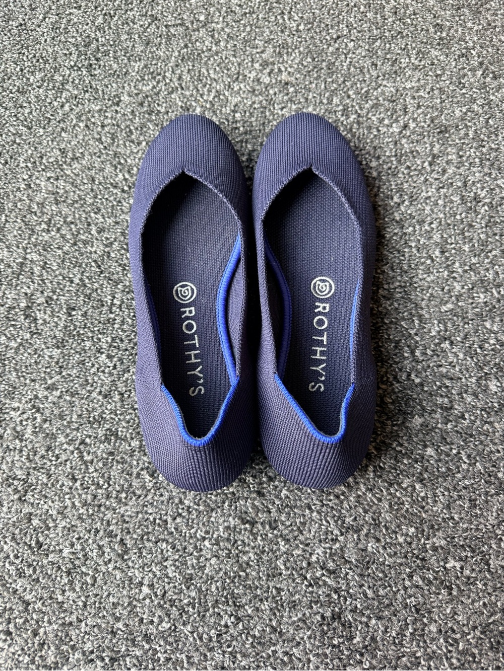 Rothy's Navy Rounded Toe Knit Ballet Flats - Picture 3 of 6